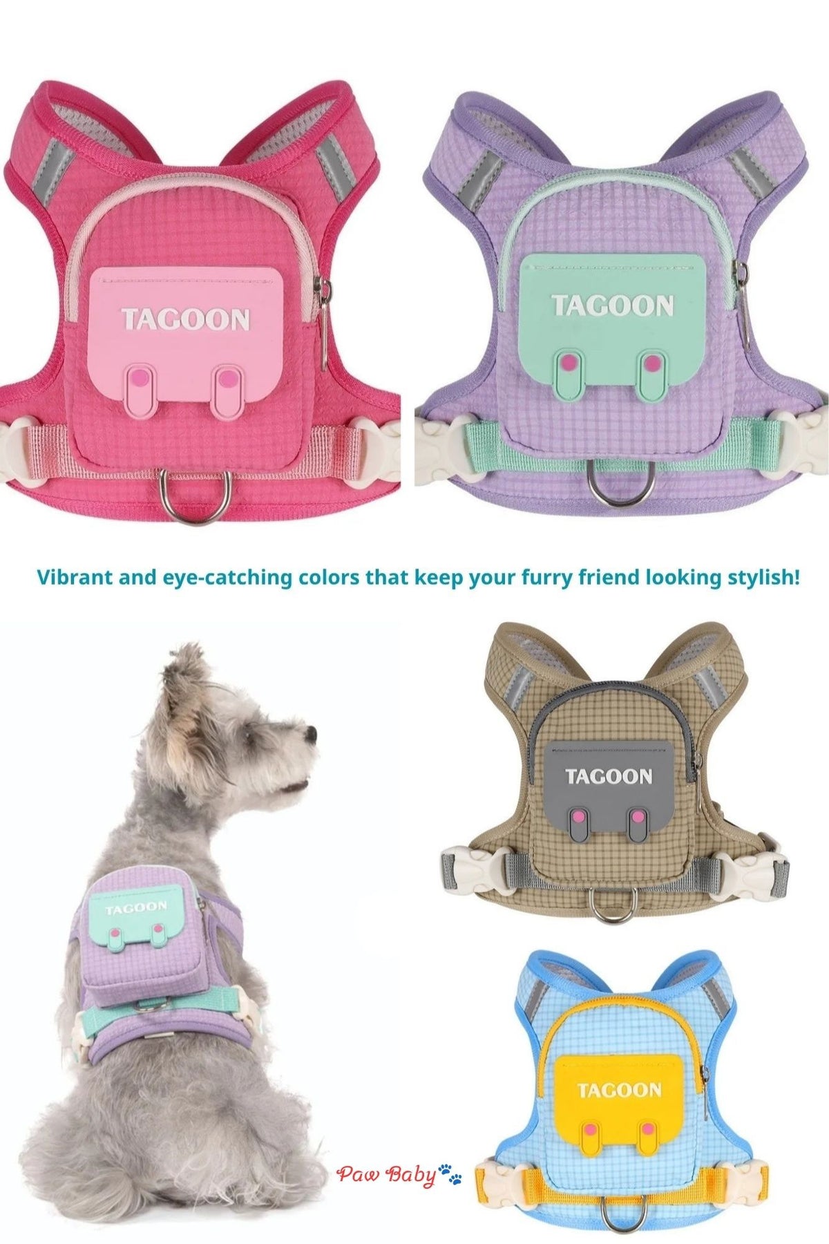 Cute Plaid Dog Backpack Harness β Self-Carrying Pet Walking Vest