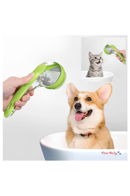 Soft Silicone Pet Bath Brush with Shampoo Dispenser & Long Handle – Gentle Massager & Hair Grooming Cleaner