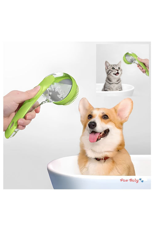 Soft Silicone Pet Bath Brush with Shampoo Dispenser & Long Handle – Gentle Massager & Hair Grooming Cleaner