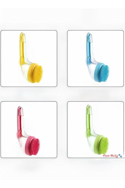 Soft Silicone Pet Bath Brush with Shampoo Dispenser & Long Handle – Gentle Massager & Hair Grooming Cleaner