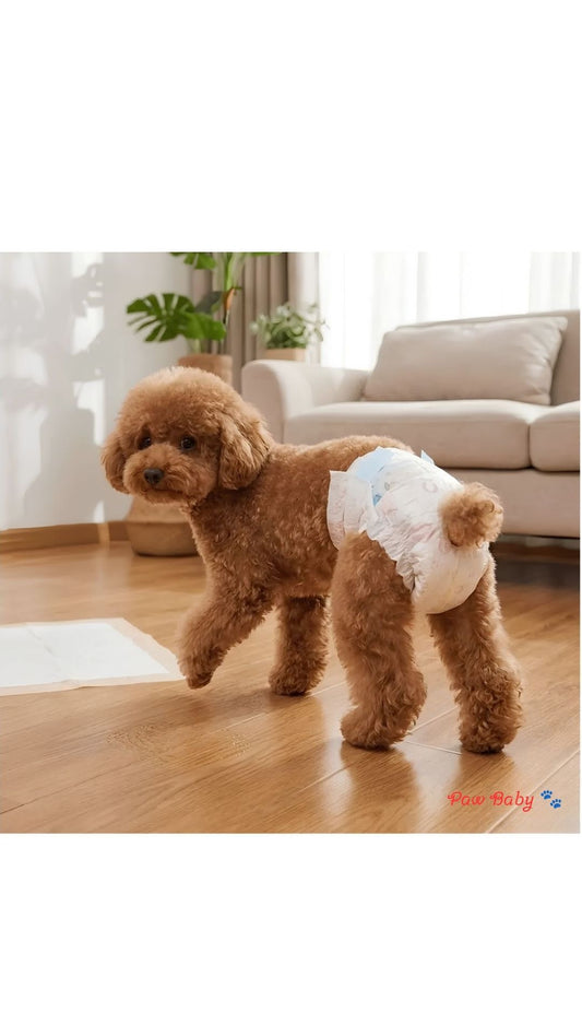10 Pcs Super Absorbent Female Dog Diapers – Breathable & Adjustable Disposable Puppy Nappies with Cute Cartoon Prints