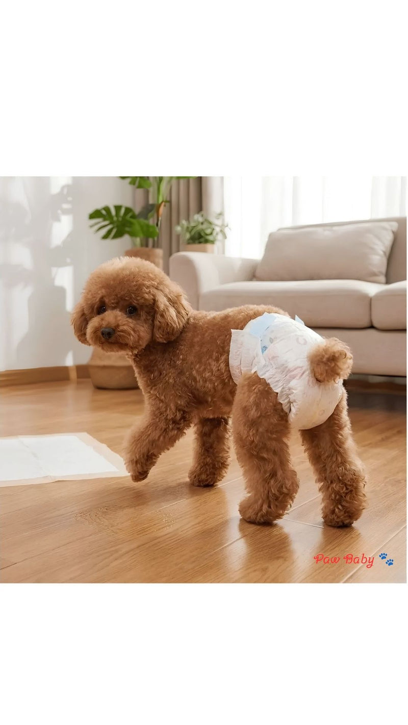 10 Pcs Super Absorbent Female Dog Diapers – Breathable & Adjustable Disposable Puppy Nappies with Cute Cartoon Prints