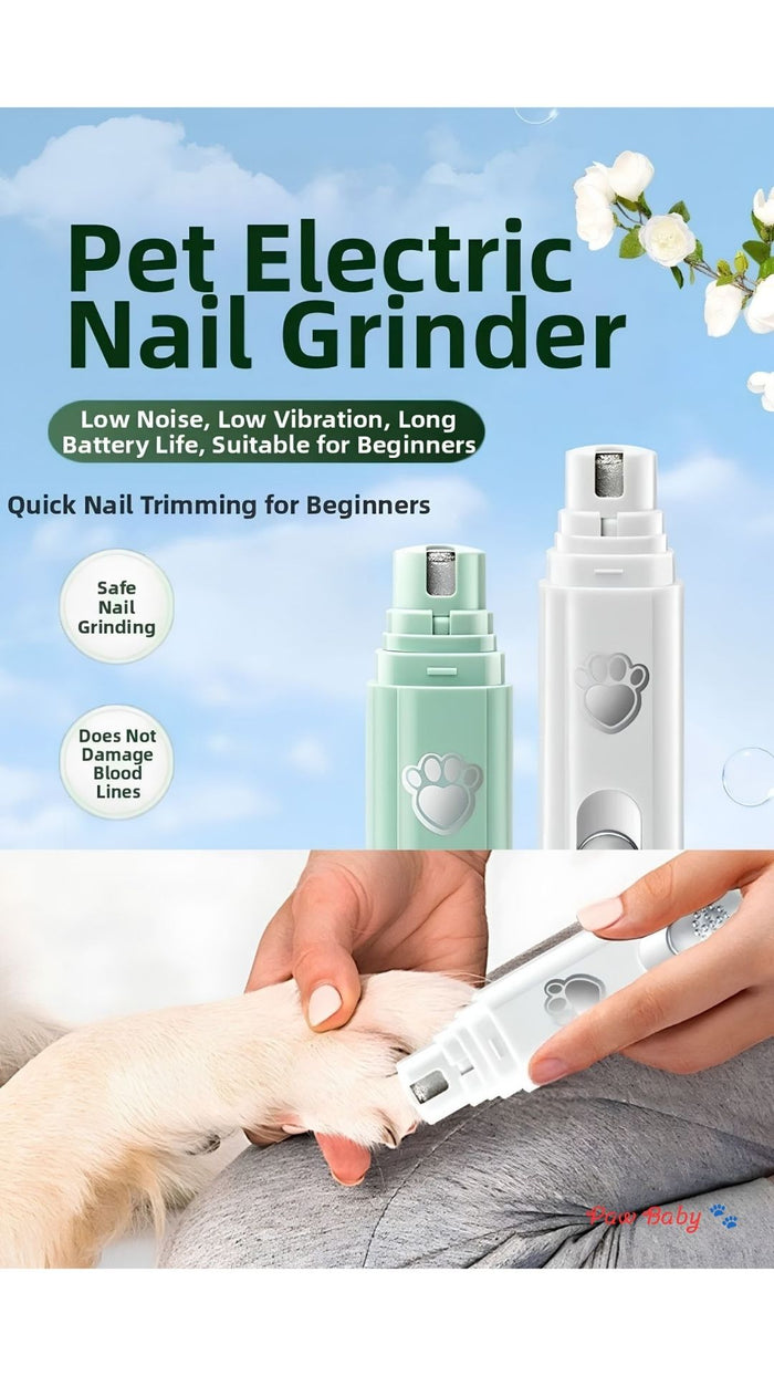 USB Rechargeable Electric Dog & Cat Nail Grinder with LED Light – Quiet Pet Nail Trimmer & Clipper