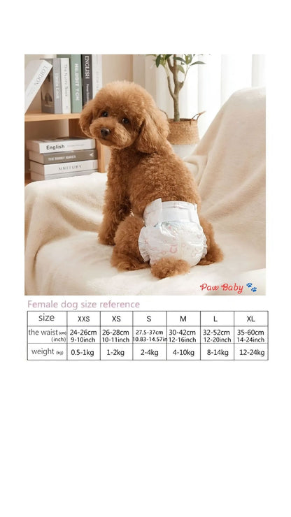 10 Pcs Super Absorbent Female Dog Diapers – Breathable & Adjustable Disposable Puppy Nappies with Cute Cartoon Prints