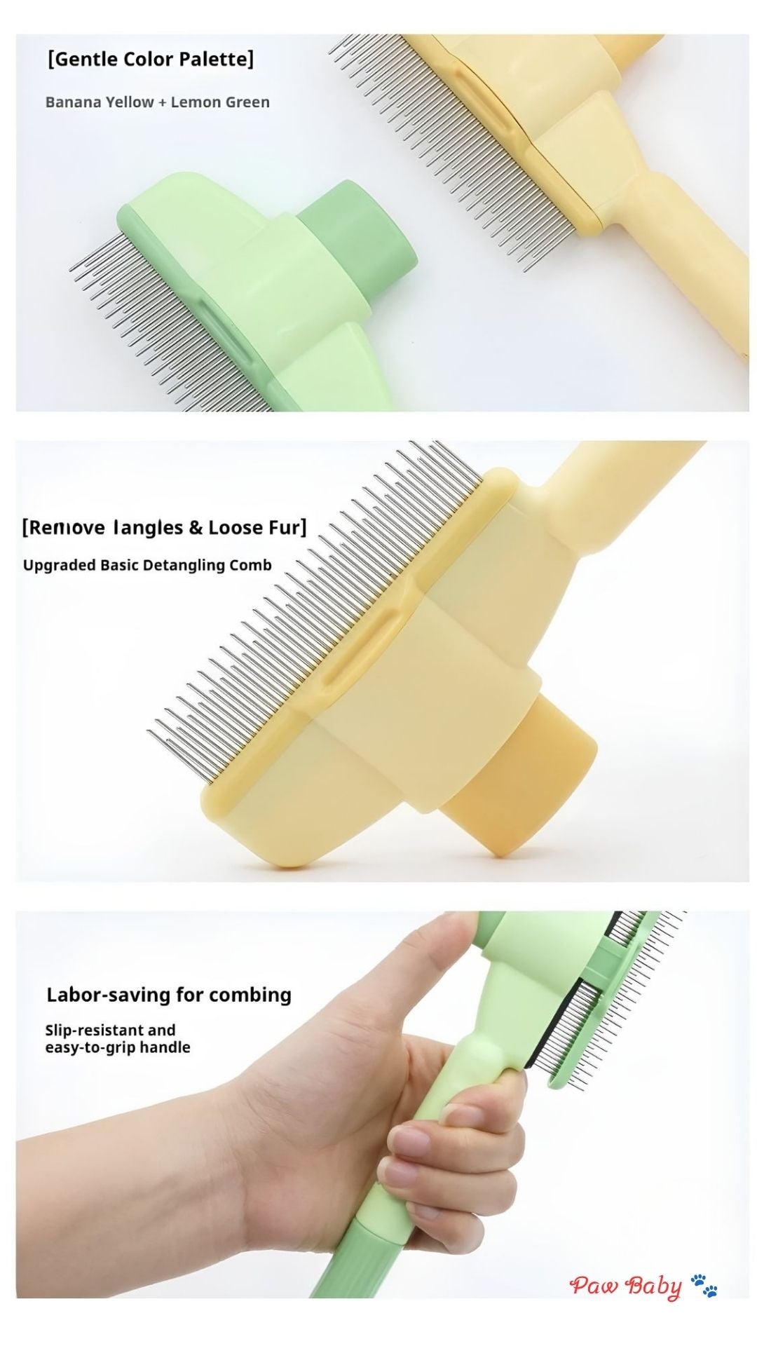 Professional Pet Grooming Comb – Stainless Steel Needle Slicker Brush for Dogs & Cats, Loose Hair & Knot Remover