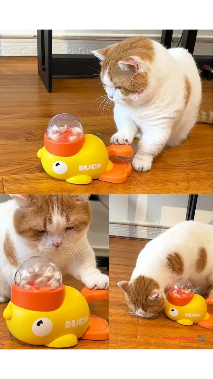 Yellow Duck Interactive Dog & Cat Treat Dispenser Toy – Durable Slow Feeder Puzzle for Mental Stimulation & Training