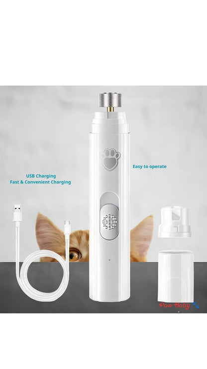 USB Rechargeable Electric Dog & Cat Nail Grinder with LED Light – Quiet Pet Nail Trimmer & Clipper
