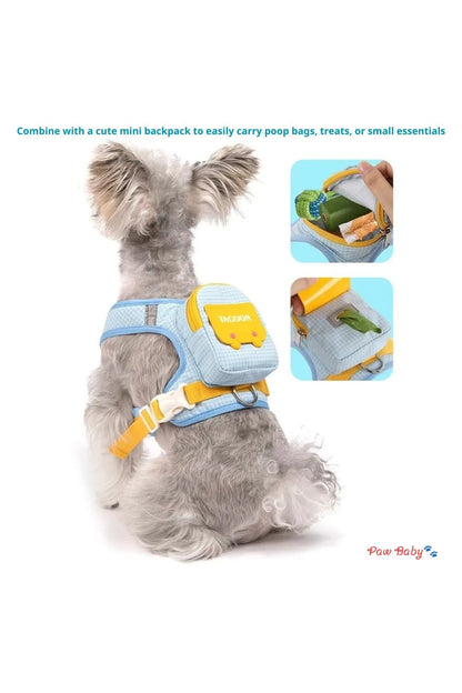 Cute Plaid Dog Backpack Harness – Self-Carrying Pet Walking Vest