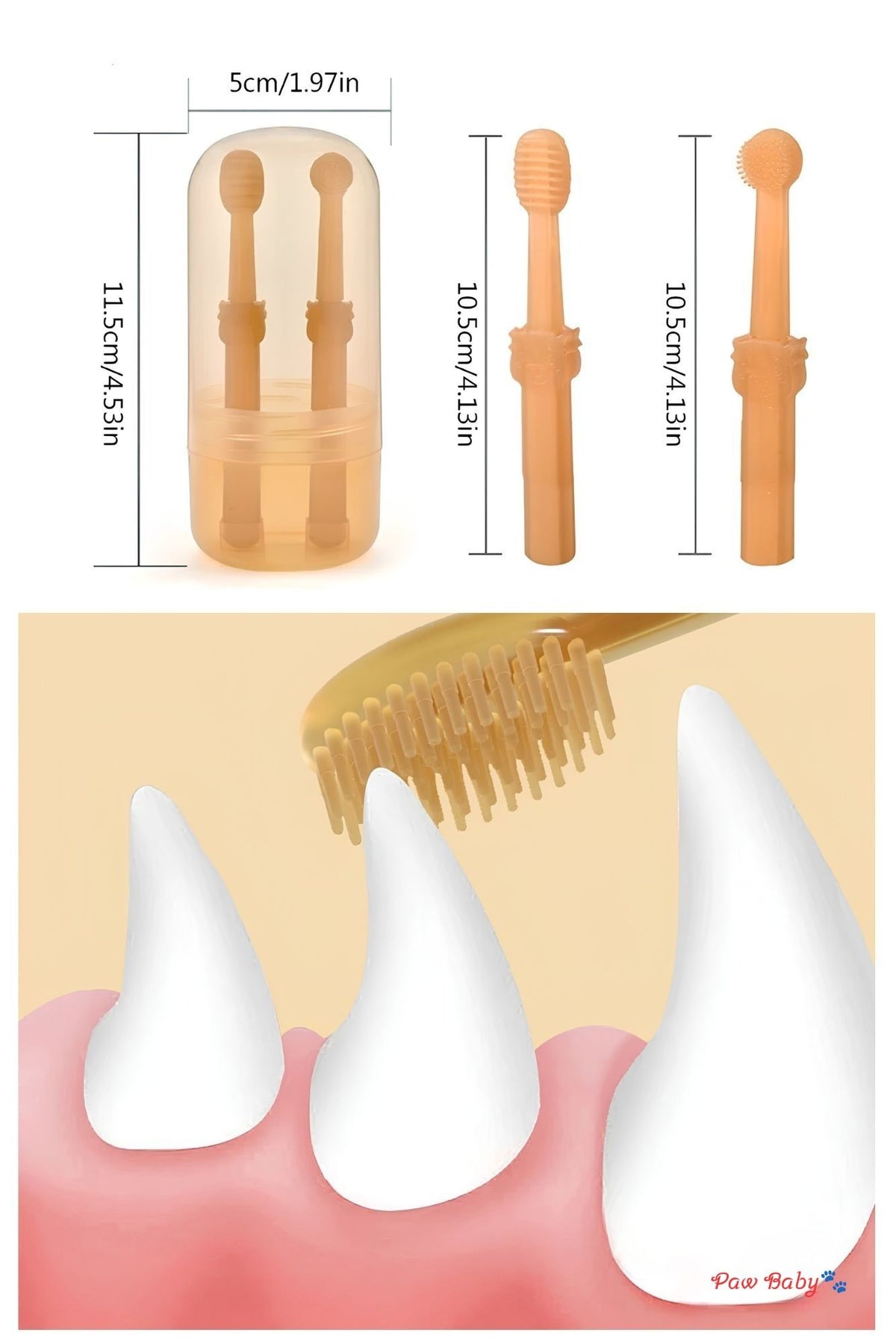 360° Silicone Pet Toothbrush Set (2 Pcs with Case) - Gentle Dental Care for Cats & Small Dogs