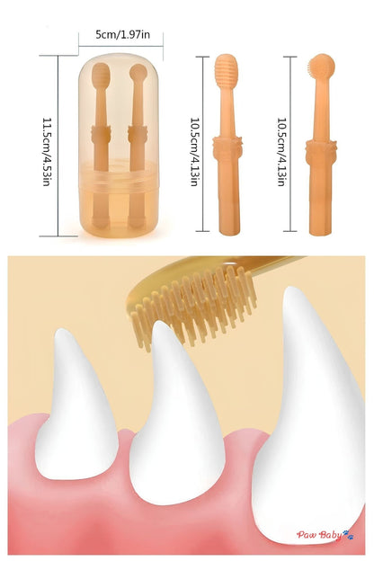 360° Silicone Pet Toothbrush Set (2 Pcs with Case) - Gentle Dental Care for Cats & Small Dogs
