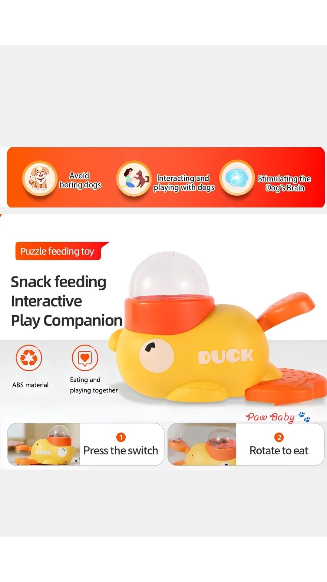 Yellow Duck Interactive Dog & Cat Treat Dispenser Toy – Durable Slow Feeder Puzzle for Mental Stimulation & Training