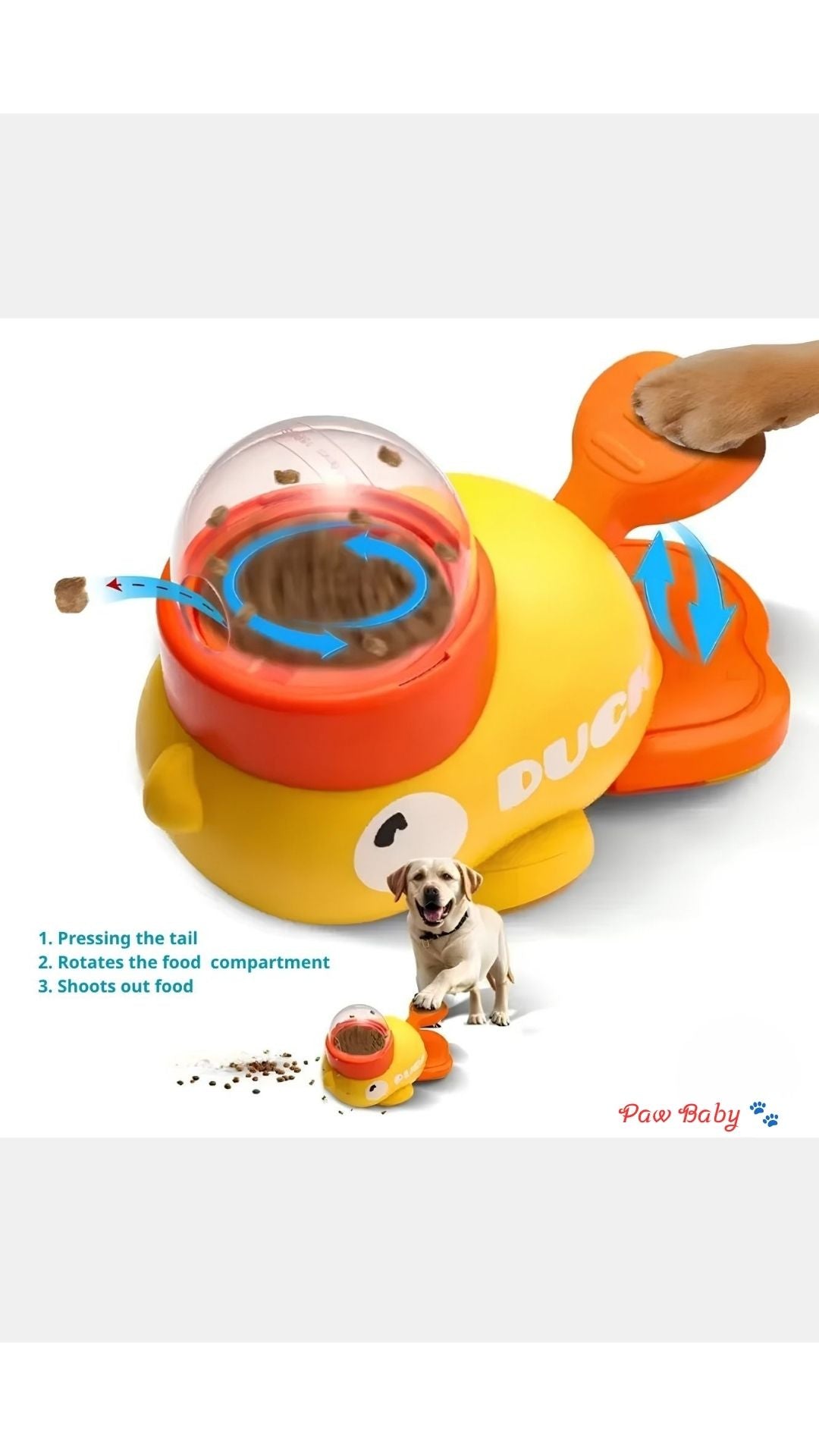 Yellow Duck Interactive Dog & Cat Treat Dispenser Toy – Durable Slow Feeder Puzzle for Mental Stimulation & Training