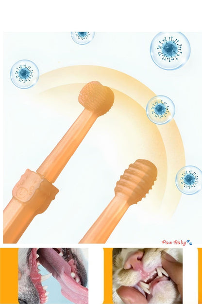360° Silicone Pet Toothbrush Set (2 Pcs with Case) - Gentle Dental Care for Cats & Small Dogs