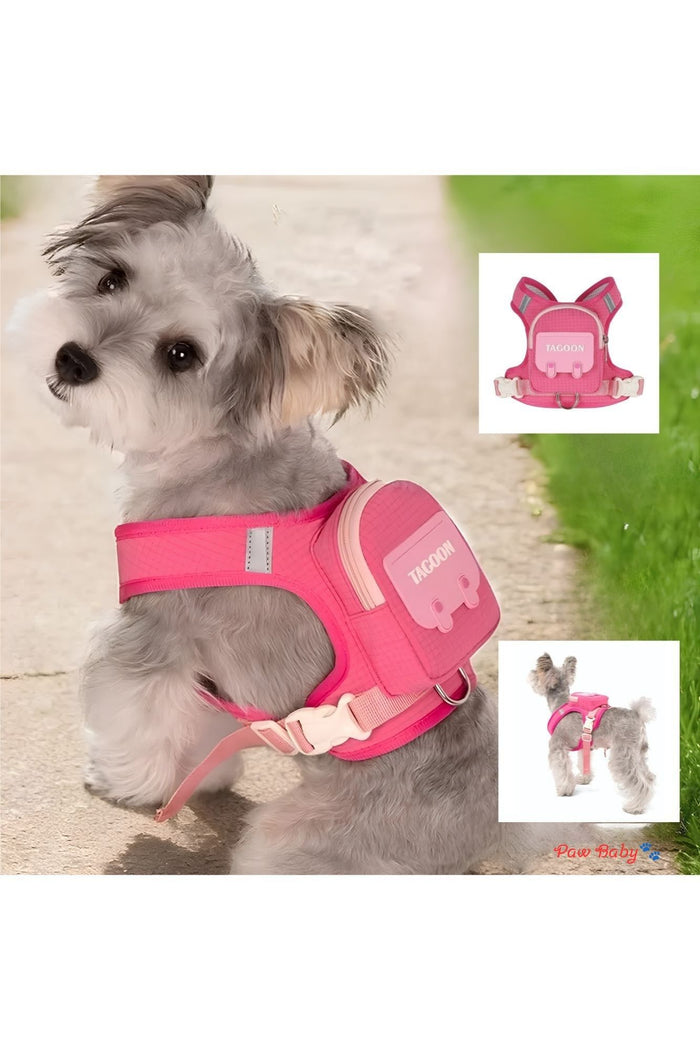 Cute Plaid Dog Backpack Harness – Self-Carrying Pet Walking Vest