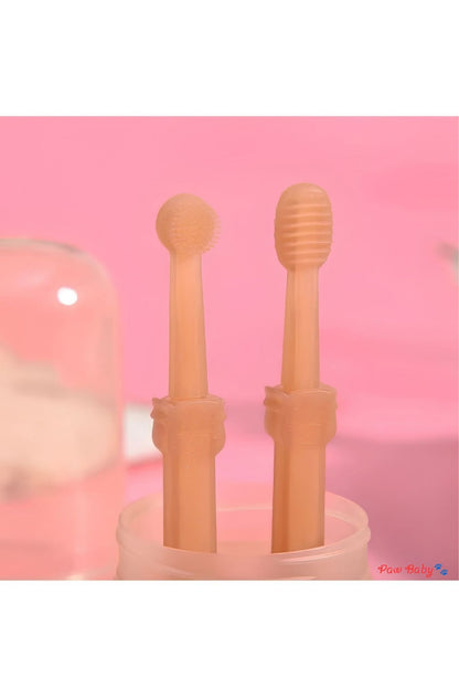 360° Silicone Pet Toothbrush Set (2 Pcs with Case) - Gentle Dental Care for Cats & Small Dogs