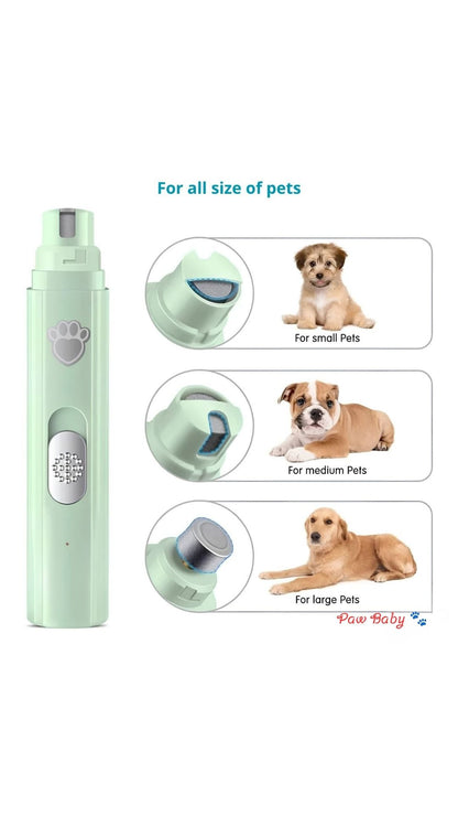 USB Rechargeable Electric Dog & Cat Nail Grinder with LED Light – Quiet Pet Nail Trimmer & Clipper